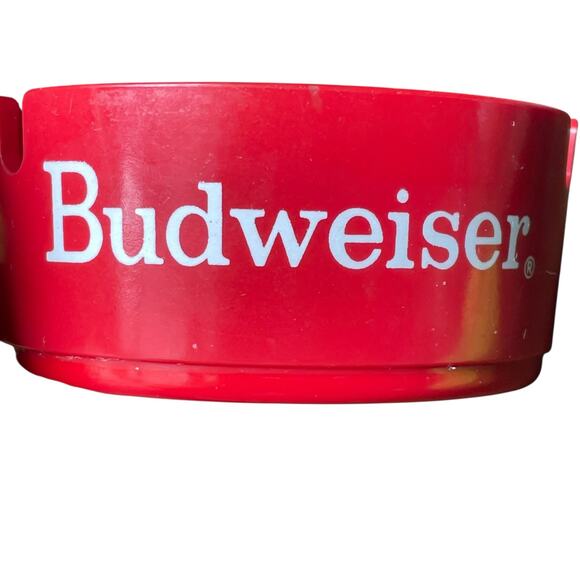 Vintage Budweiser Beer Ashtray Red Plastic 1980s Bar Bud Advertisement American - Picture 8 of 16